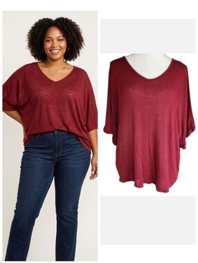 Cato plus size red slouchy lightweight dolman sleeve top women's plus size 2X